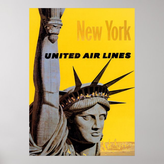 Póster Afiche de viaje del amarillo gris de Nueva York (Frente)