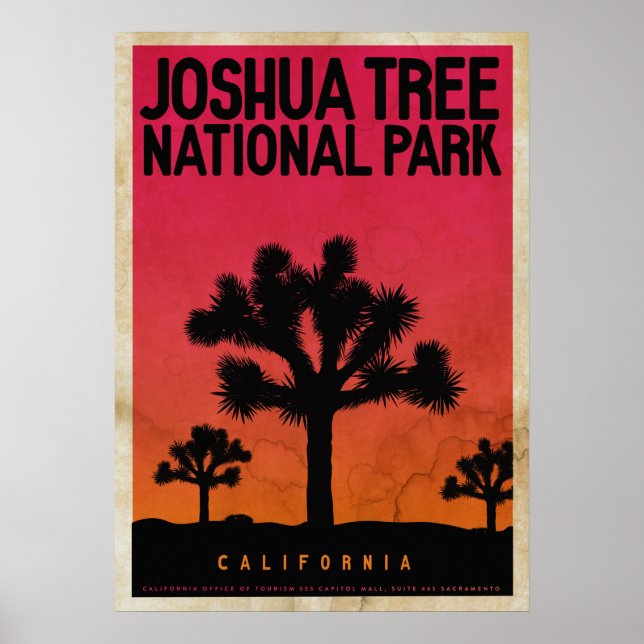 Póster Afiche de viaje del árbol de la vendimia Joshua (Frente)