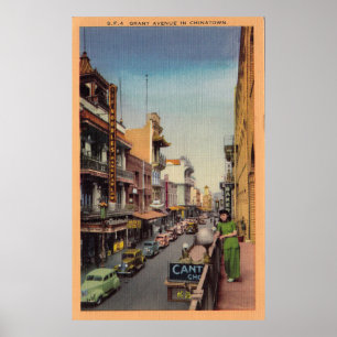 Póster Afiche de viaje del Barrio Chino de San Francisco