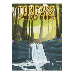 Póster Afiche de viaje del Bosque Nacional de Tongass