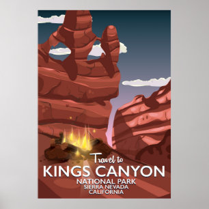 Póster Afiche de viaje del Cañón Kings en Sierra Nevada