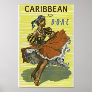 Póster Afiche de Viaje del Caribe Viejo