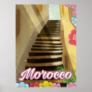 Póster Afiche de viaje del casco antiguo de Marruecos