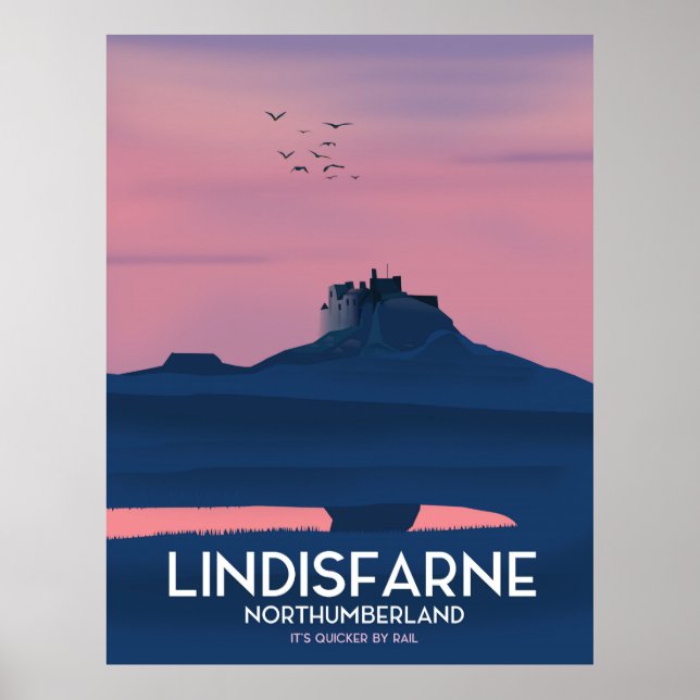 Póster Afiche de viaje del castillo de Lindisfarne Northu (Frente)