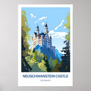 Póster Afiche de viaje del Castillo de Neuschwanstein Ale