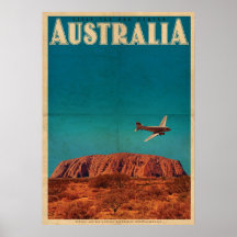 Afiche de viaje del Centro Rojo Vintage de Austral