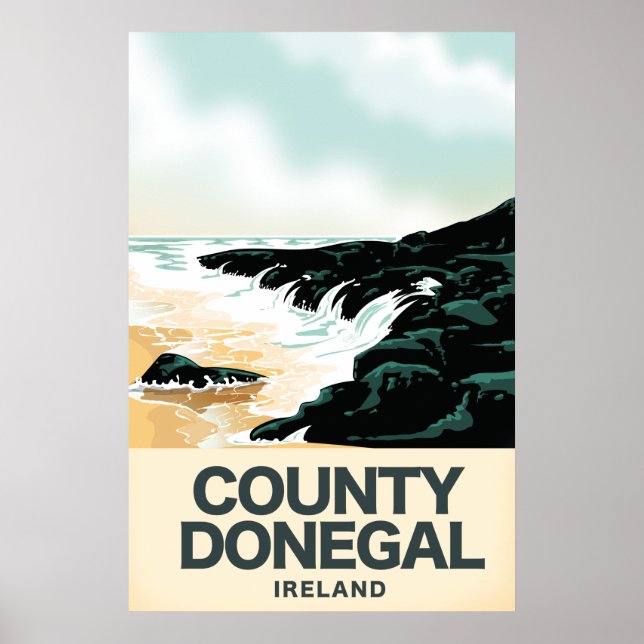 Póster Afiche de viaje del Condado de Donegal Seaside (Frente)