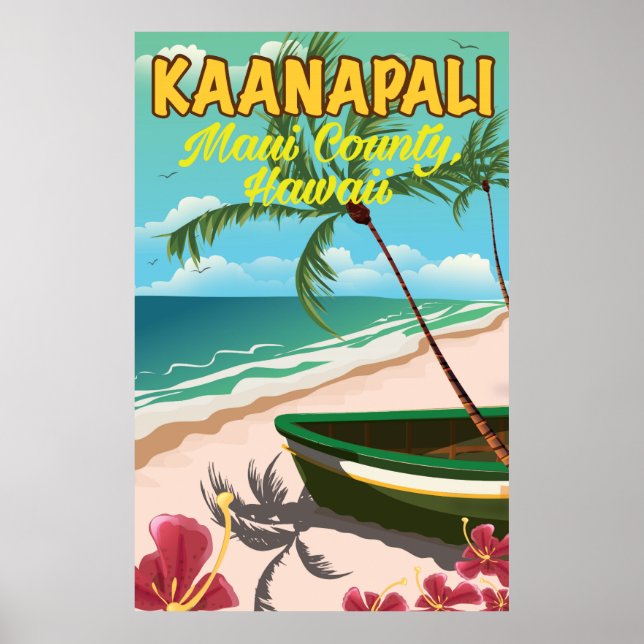Póster Afiche de viaje del condado de Kaanapali Maui en H (Frente)