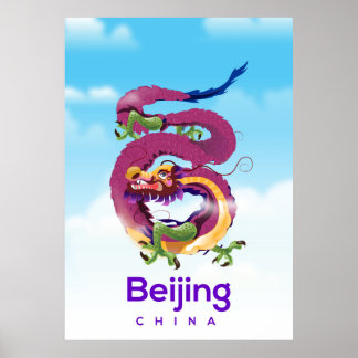 Póster Afiche de viaje del dragón de China en Beijing
