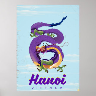 Póster Afiche de viaje del dragón vintage de Vietnam en H