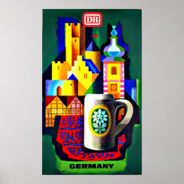 Póster Afiche de viaje del Ferrocarril Federal Alemán