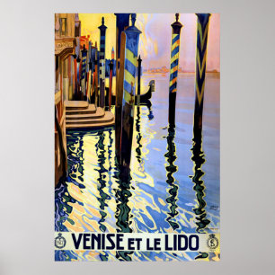 Póster Afiche de viaje del Gran Canal de Venecia Italia