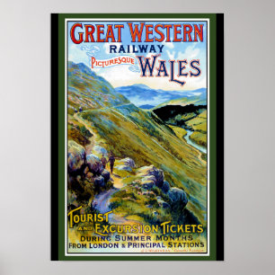 Póster Afiche de viaje del Gran Ferrocarril Occidental de