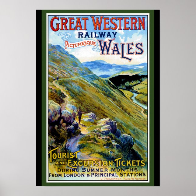 Póster Afiche de viaje del Gran Ferrocarril Occidental de (Frente)