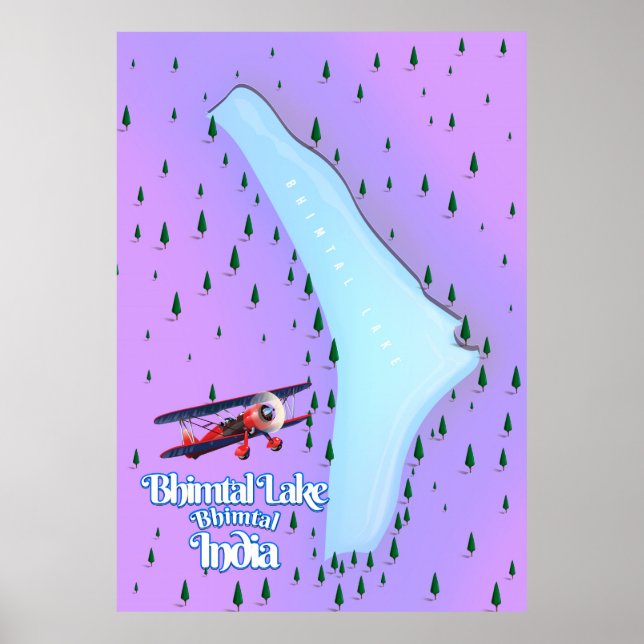 Póster Afiche de viaje del lago Bhimtal India. (Frente)