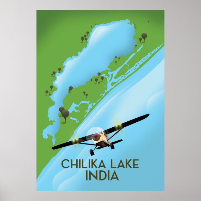 Póster Afiche de viaje del lago Chilika en la India (Frente)