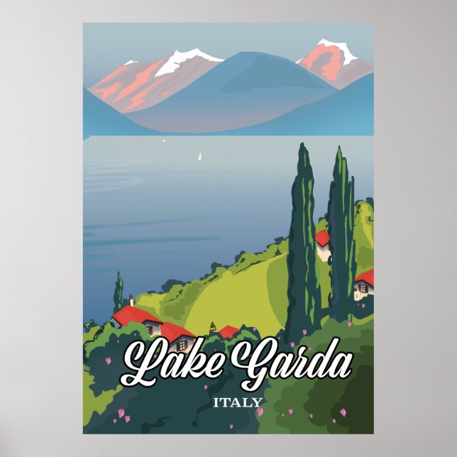 Póster Afiche de viaje del lago de Garda Italia (Frente)