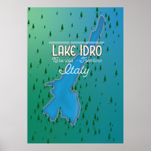 Póster Afiche de viaje del lago Idro Italy
