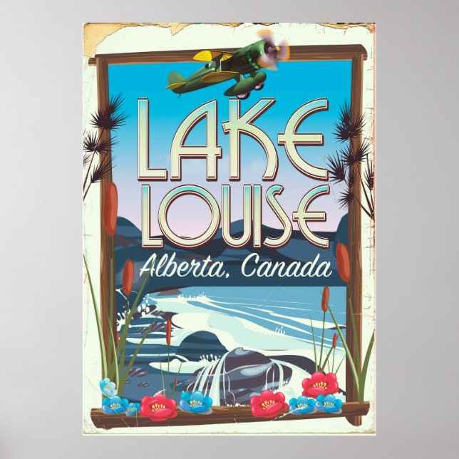 Póster Afiche de viaje del lago Louise, Alberta Canadá (Frente)