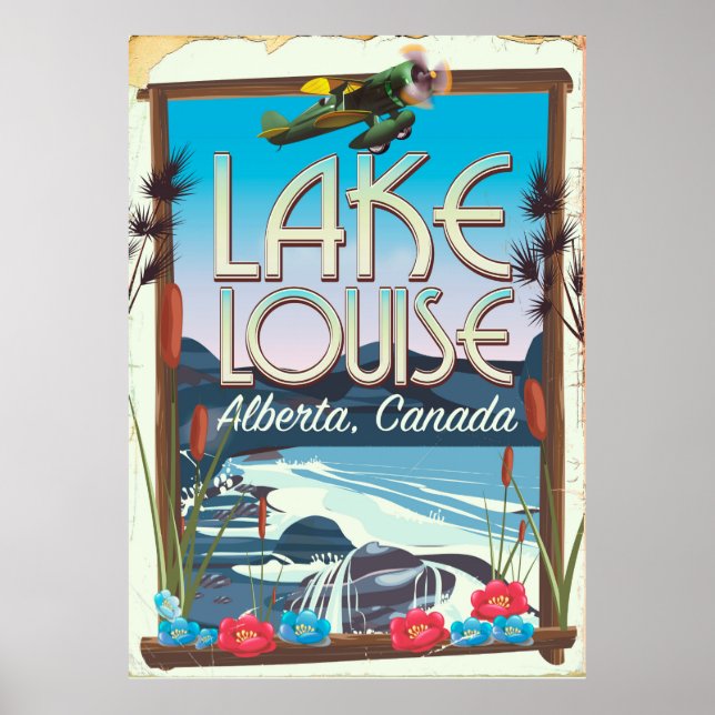 Póster Afiche de viaje del lago Louise, Alberta Canadá (Frente)