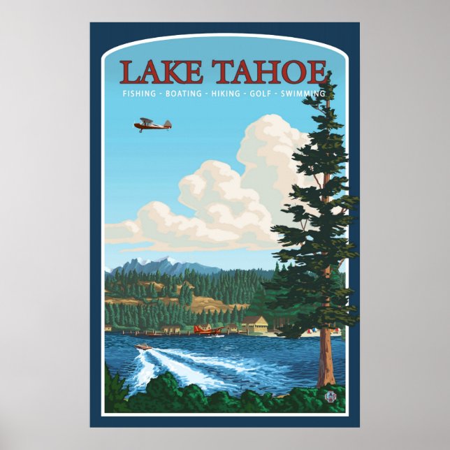 Póster Afiche de viaje del lago Tahoe (Frente)