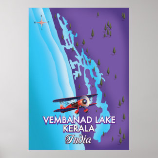 Póster Afiche de viaje del lago Vembanad, India