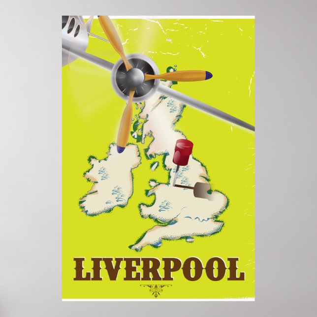 Póster Afiche de Viaje del Liverpool Vintage (Frente)
