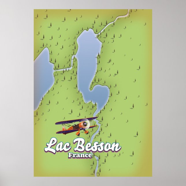 Póster Afiche de viaje del mapa de Francia de Lac Besson (Frente)