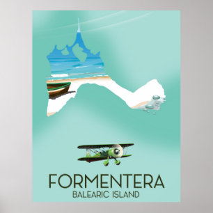 Póster Afiche de viaje del Mapa de Islas Baleares de Form