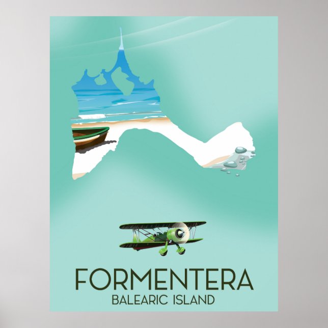 Póster Afiche de viaje del Mapa de Islas Baleares de Form (Frente)