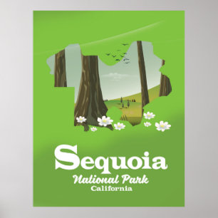 Póster Afiche de viaje del mapa del Parque Nacional de Se