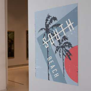 Póster Afiche de viaje del moderno Grunge South Beach Cal