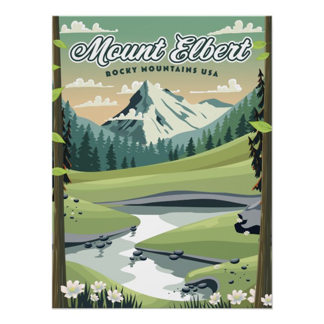 Póster Afiche de viaje del Monte Elbert Rocky Mountains (Anverso)
