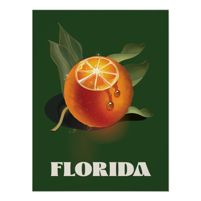 Póster Afiche de viaje del Naranja de Florida (Anverso)