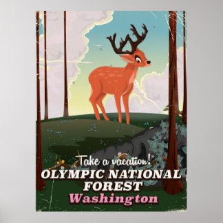Póster Afiche de viaje del Olympic National Forest USA