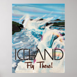 Póster Afiche de viaje del paisaje retro de Islandia