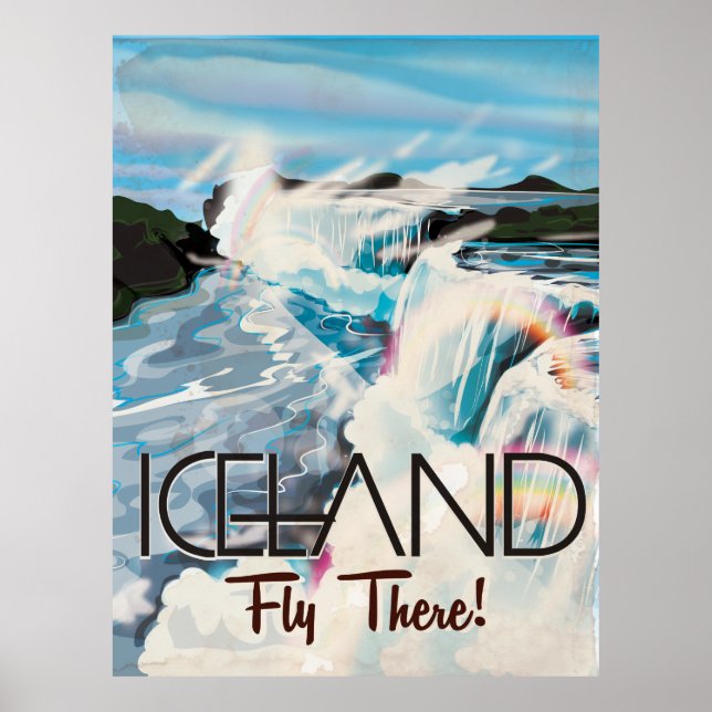Póster Afiche de viaje del paisaje retro de Islandia (Frente)
