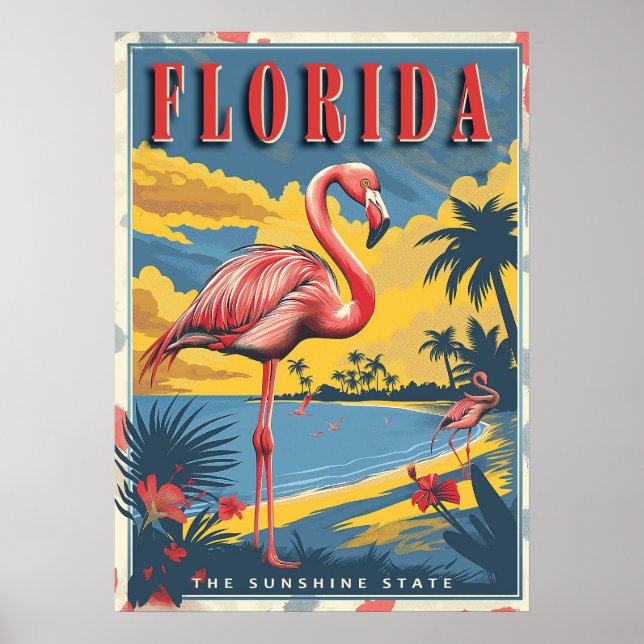 Póster Afiche de viaje del Paraíso de Florida (Frente)