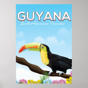 Póster Afiche de viaje del paraíso sudamericano de Guyana