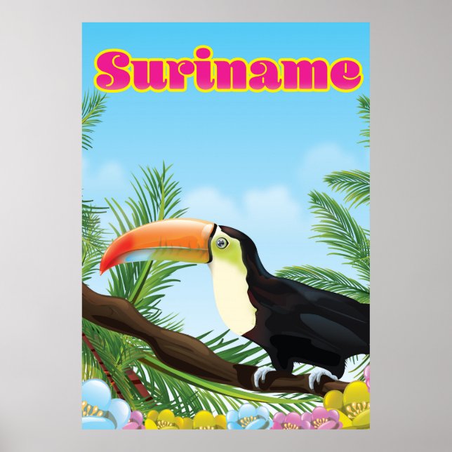 Póster Afiche de viaje del paraíso sudamericano de Surina (Frente)