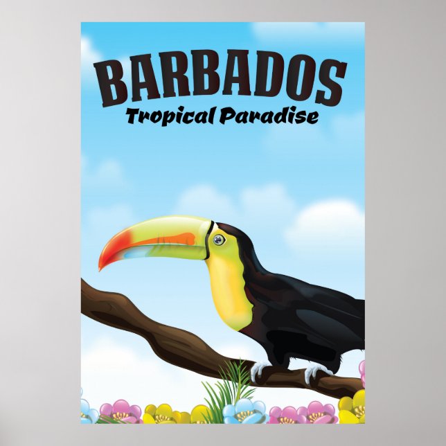 Póster Afiche de viaje del Paraíso Tropical de Barbados (Frente)