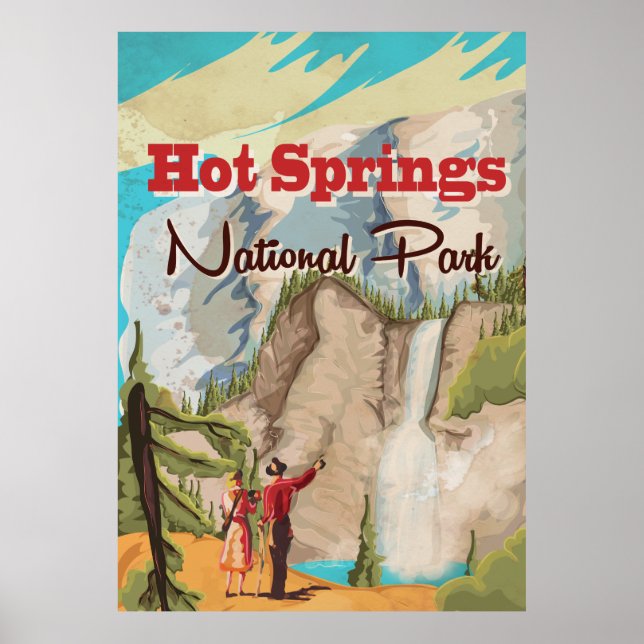 Póster Afiche de viaje del Parque Nacional de Hot Springs (Frente)