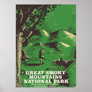 Póster Afiche de viaje del Parque Nacional de las Montaña