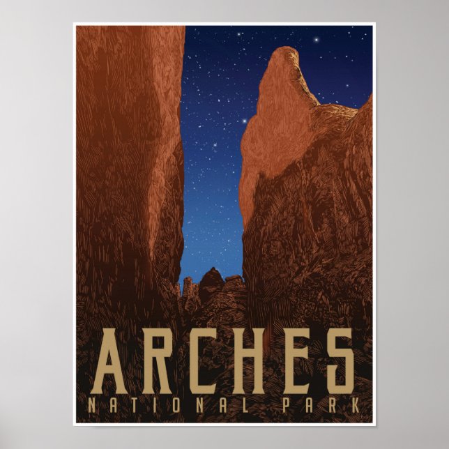 Póster Afiche de viaje del Parque Nacional de los Arcos (Frente)