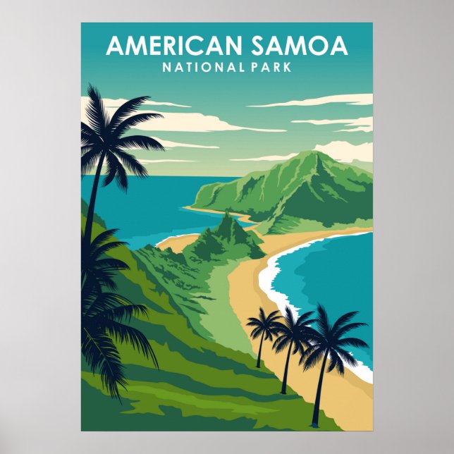 Póster Afiche de viaje del Parque Nacional de Samoa Ameri (Frente)