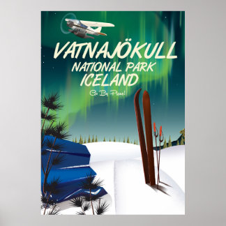 Póster Afiche de viaje del Parque Nacional de Vatnajökull