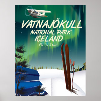 Póster Afiche de viaje del Parque Nacional de Vatnajökull