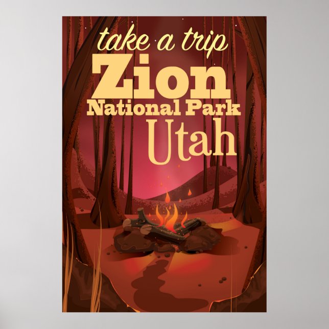 Póster Afiche de viaje del Parque Nacional de Zion (Frente)