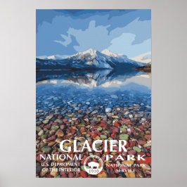 Póster Afiche de viaje del Parque Nacional del Glaciar La