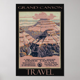 Póster Afiche de viaje del Parque Nacional del Gran Cañón